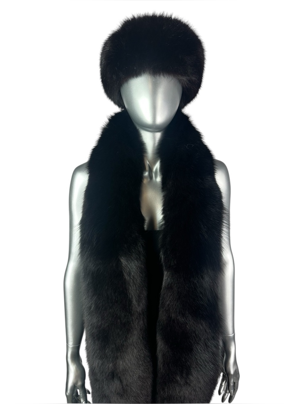 BLACK FOX FLING & HEADBAND, 2 Pc Set, 93” L, NWT, Certified Vintage Fur
